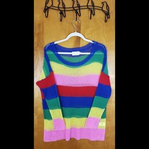 Dreamers Pink Yellow Green Blue Red Knit Sweater
